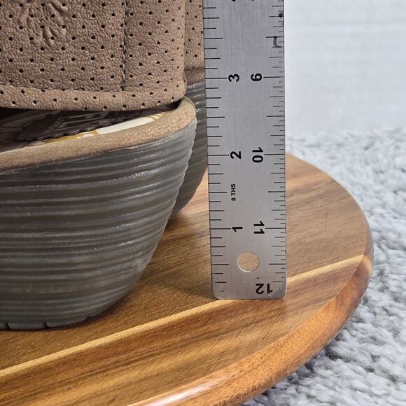 Fly London Ypul Taupe Perforated Peep Toe Ankle Strap Wedge Sandals Womens 39 - Picture 2 of 16